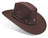 Cowboy Hat Western Coffee Leather and Canvas for Mens and Womens Cattleman Style - Zalupe