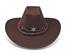 Cowboy Hat Western Coffee Leather and Canvas for Mens and Womens Cattleman Style - Zalupe