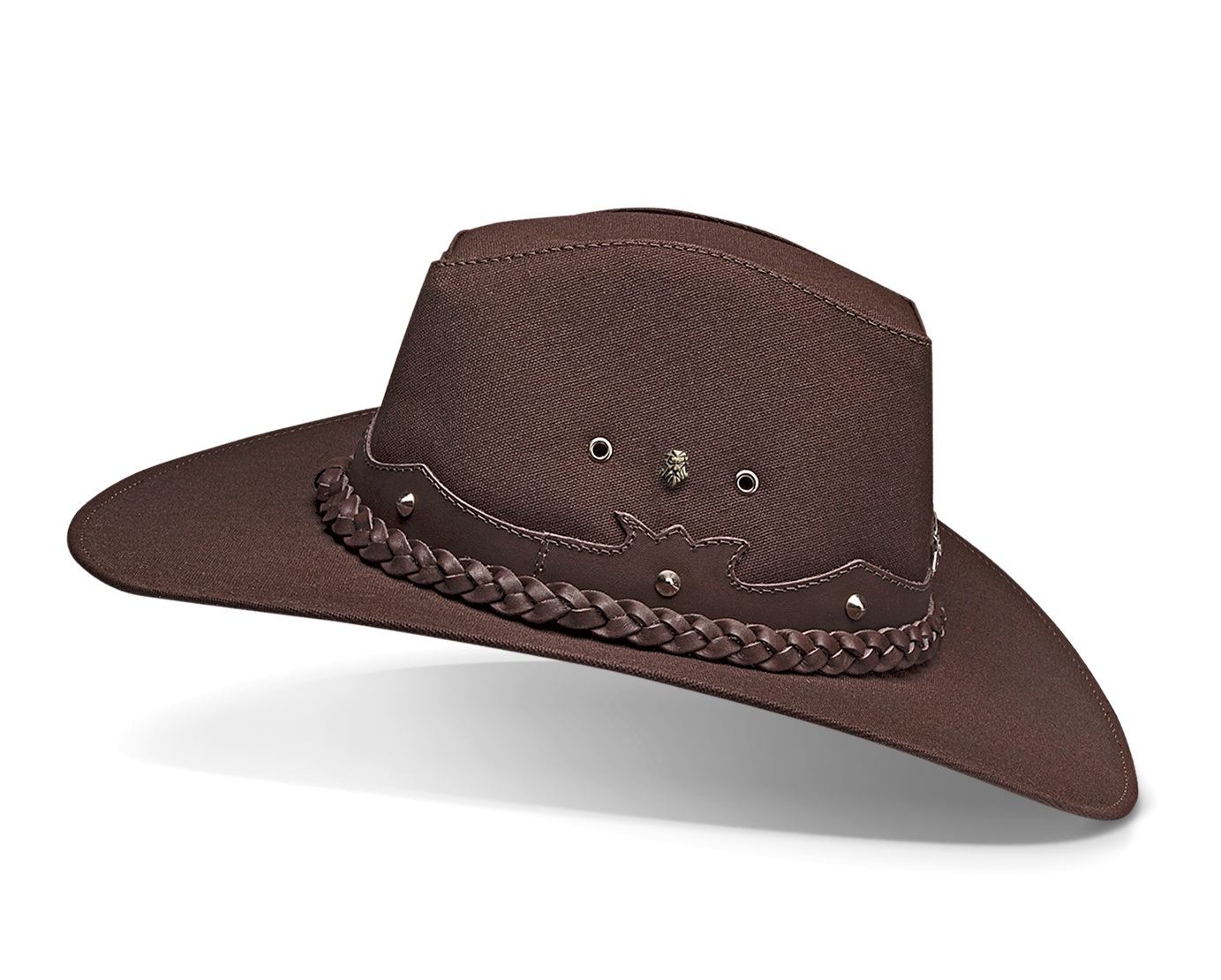 Cowboy Hat Western Coffee Leather and Canvas for Mens and Womens Cattleman Style - Zalupe