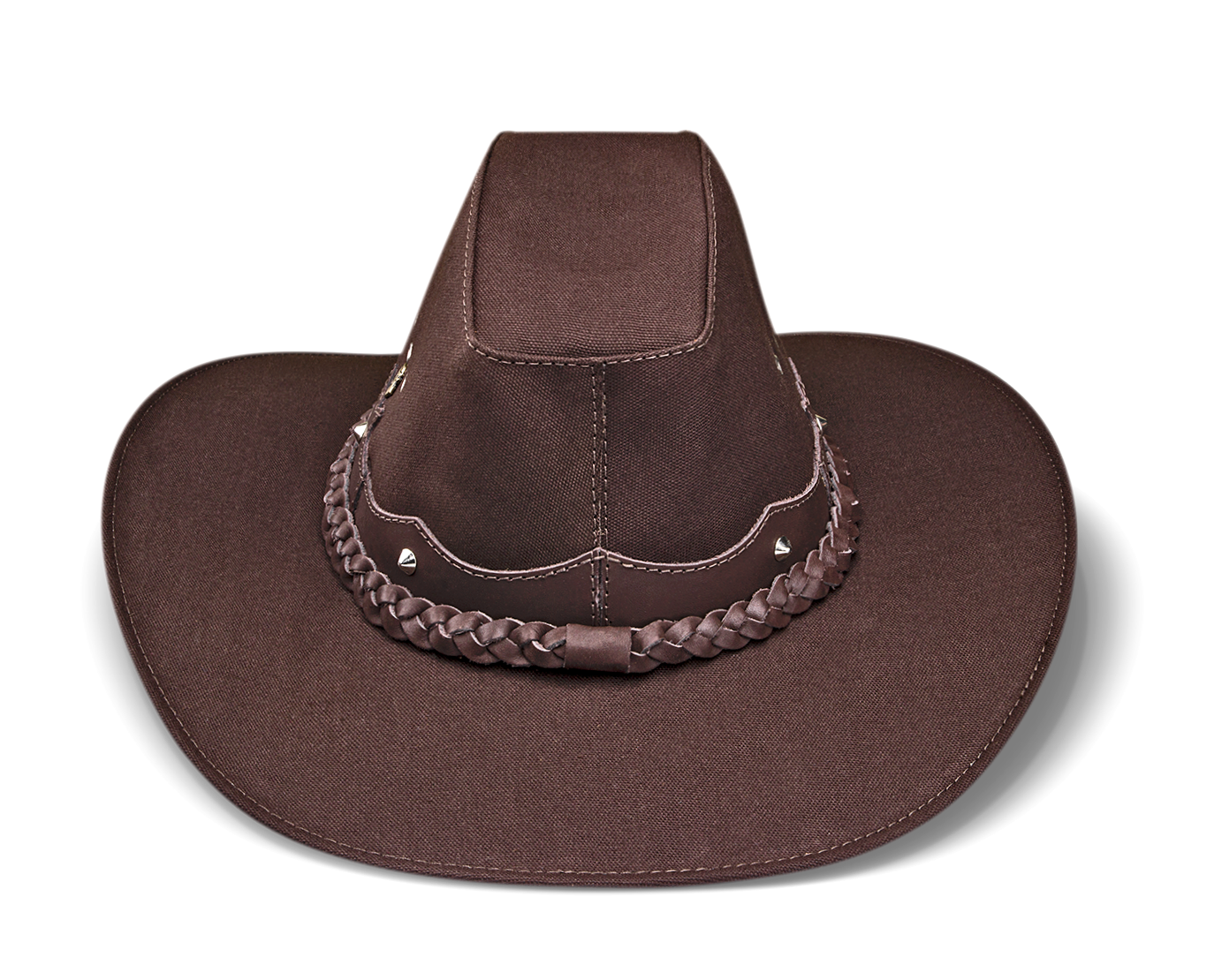 Cowboy Hat Western Coffee Leather and Canvas for Mens and Womens Cattleman Style - Zalupe