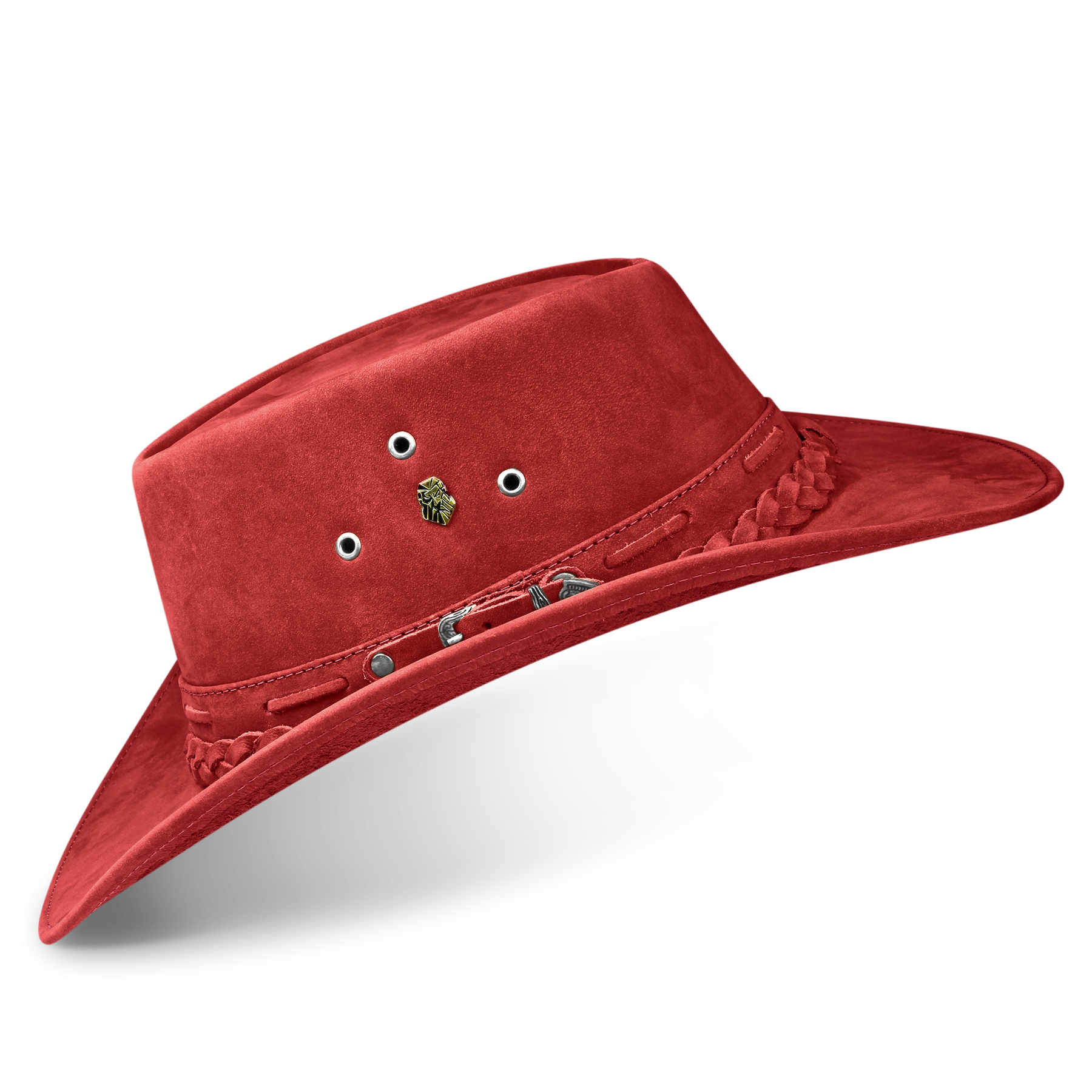 Kids Cowboy Hat Red Leather Outback Western - Zalupe