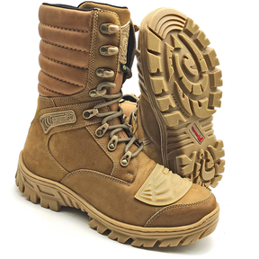 Combat Boots Coyote Brown Leather Tactical Zipper - Zalupe