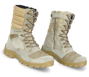 Tactical Boots Desert Sand Military Canvas and Leather Motorcycle - Zalupe