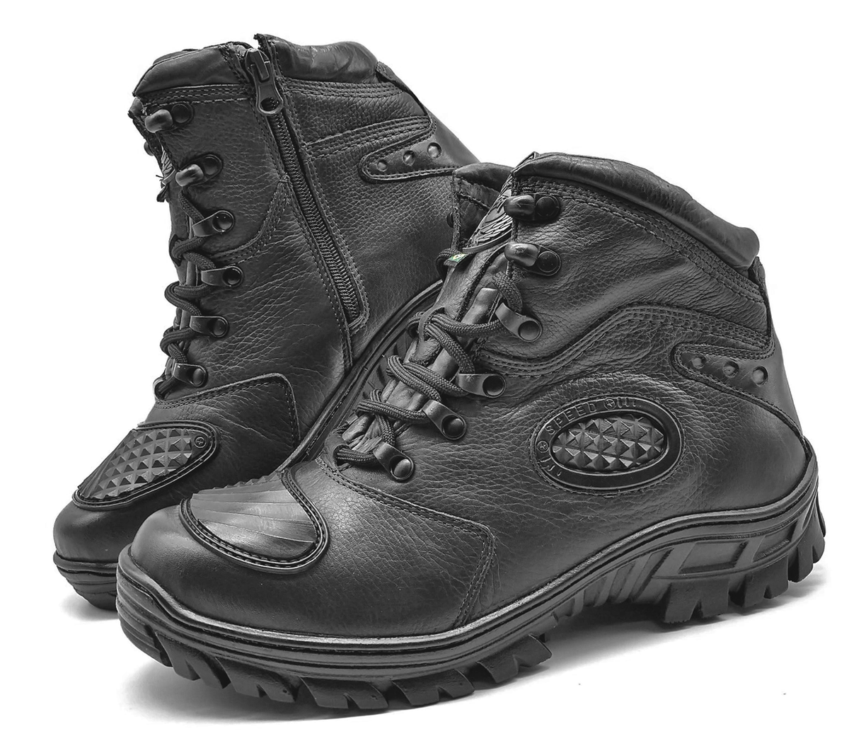 Motorcycle Boots Black Leather Tactical Hiking - Zalupe