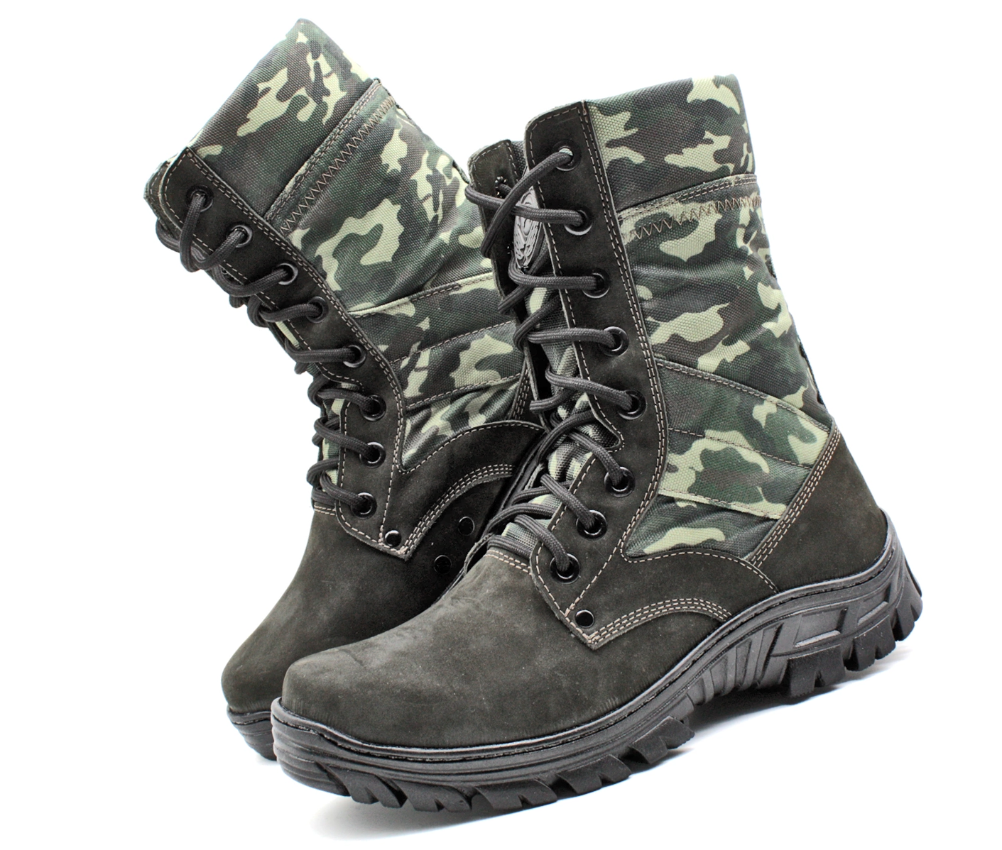 Tactical Boots Army Cammouflaged Genuine Leather and Canvas Multicam - Zalupe