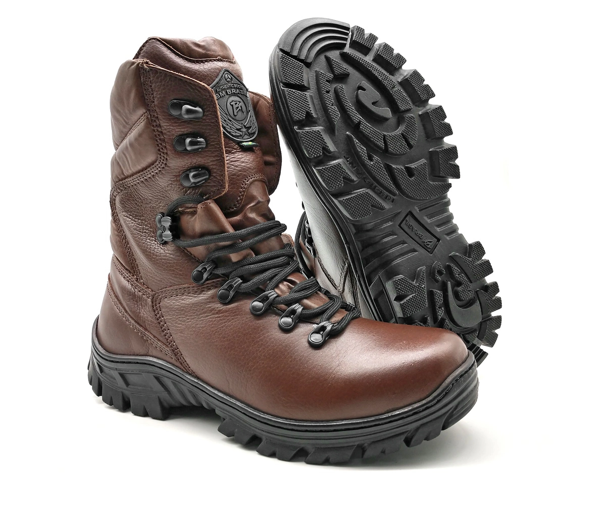 Tactical Boots Brown Leather Combat Army Lace Up - Zalupe