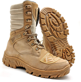 Combat Boots Tan Leather Tactical Army Zipper - Zalupe