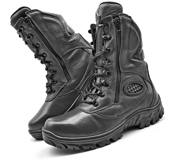 Combat Boots Black Leather Tactical Military Army Zipper - Zalupe