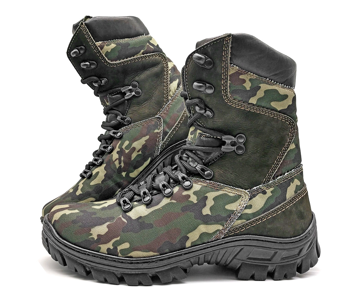 Tactical Boots Military Canvas and Leather Camouflaged Multicam Combat - Zalupe