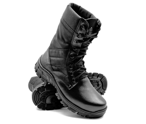 Tactical Boots Black Genuine Leather and Canvas Military Lace Up - Zalupe