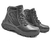 Combat Boots Black Leather Hiking Military Rock Zipper - Zalupe