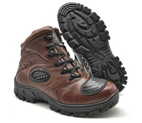 Motorcycle Boots Brown Leather Tactical Hiking Combat - Zalupe