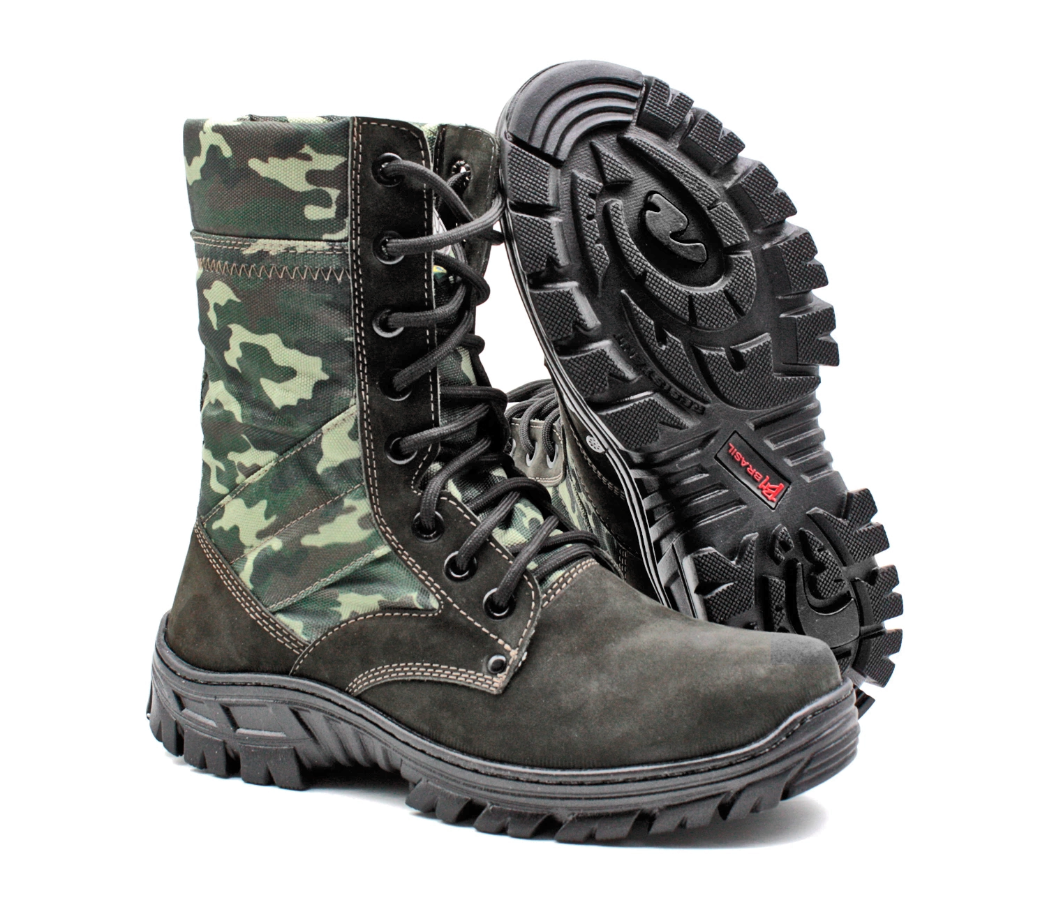 Tactical Boots Army Cammouflaged Genuine Leather and Canvas Multicam - Zalupe