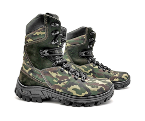 Tactical Boots Military Canvas and Leather Camouflaged Multicam Combat - Zalupe