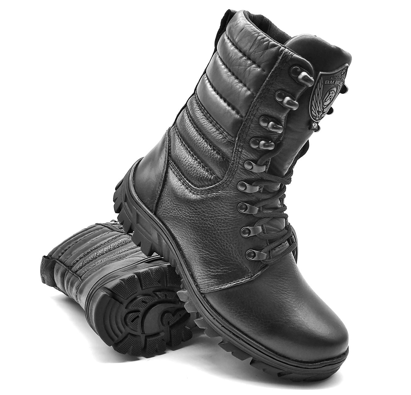 Tactical Boots Black Military Leather Combat Hunting Lace Up - Zalupe