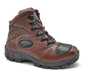 Motorcycle Boots Brown Leather Tactical Hiking Combat - Zalupe