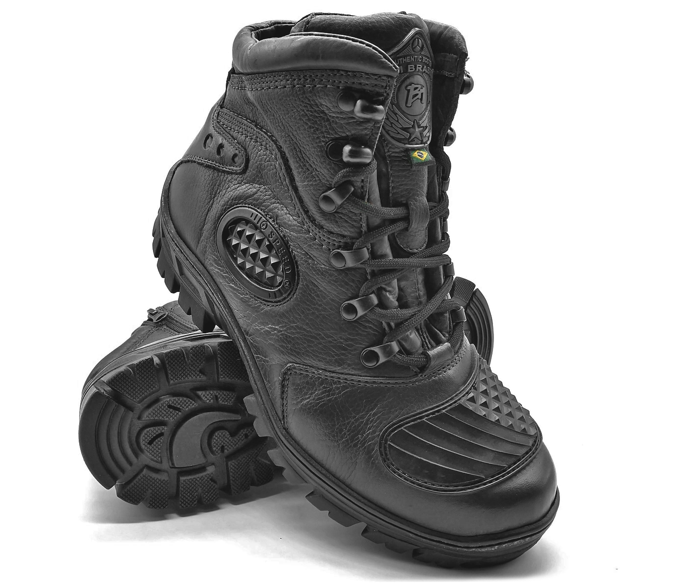 Motorcycle Boots Black Leather Tactical Hiking - Zalupe