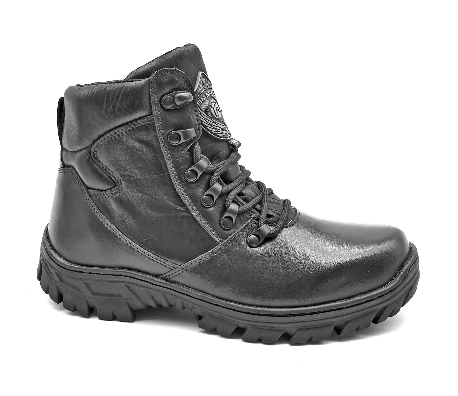 Combat Boots Black Leather Hiking Military Rock Zipper - Zalupe