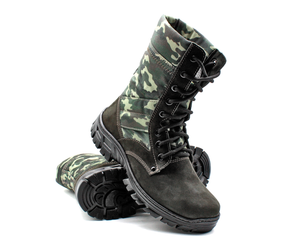 Tactical Boots Army Cammouflaged Genuine Leather and Canvas Multicam - Zalupe