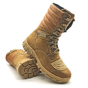 Combat Boots Coyote Brown Leather Tactical Zipper - Zalupe