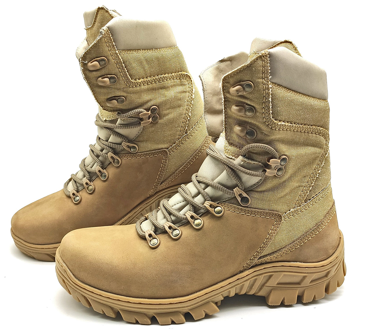 Tactical Boots Desert Sand Genuine Leather and Canvas Army Combat - Zalupe