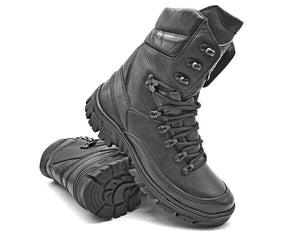 Tactical Boots Black Military Genuine Leather Motorcycle Combat - Zalupe