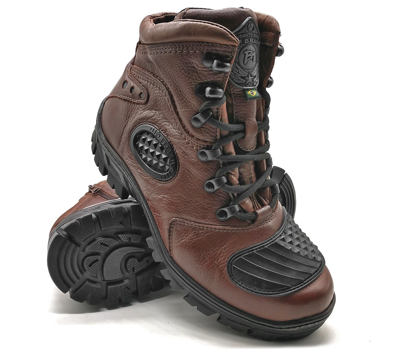 Motorcycle Boots Brown Leather Tactical Hiking Combat - Zalupe