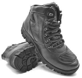 Motorcycle Boots Black Leather Hiking Lace Up Rock Combat - Zalupe