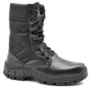 Tactical Boots Black Genuine Leather and Canvas Military Lace Up - Zalupe