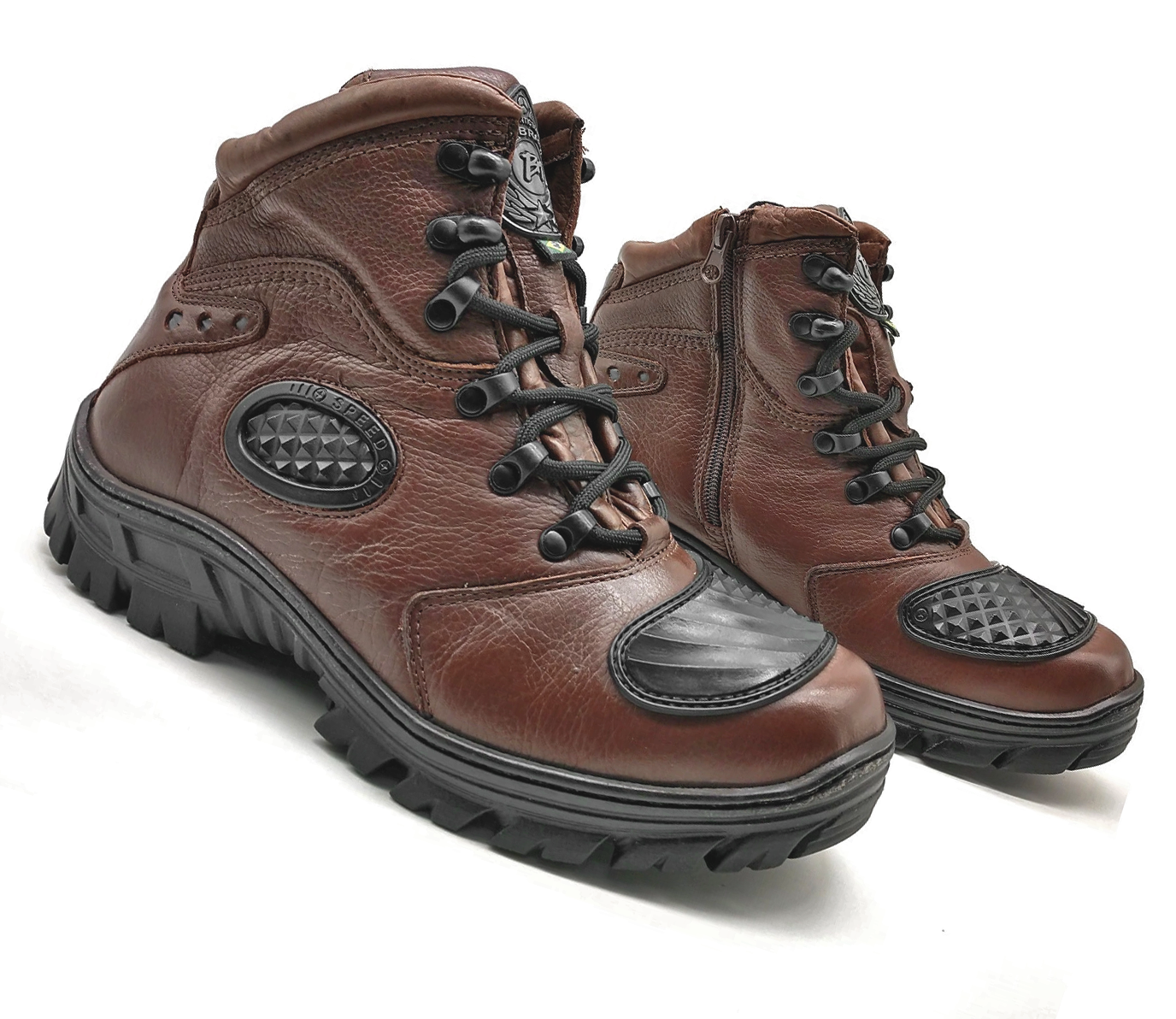 Motorcycle Boots Brown Leather Tactical Hiking Combat - Zalupe