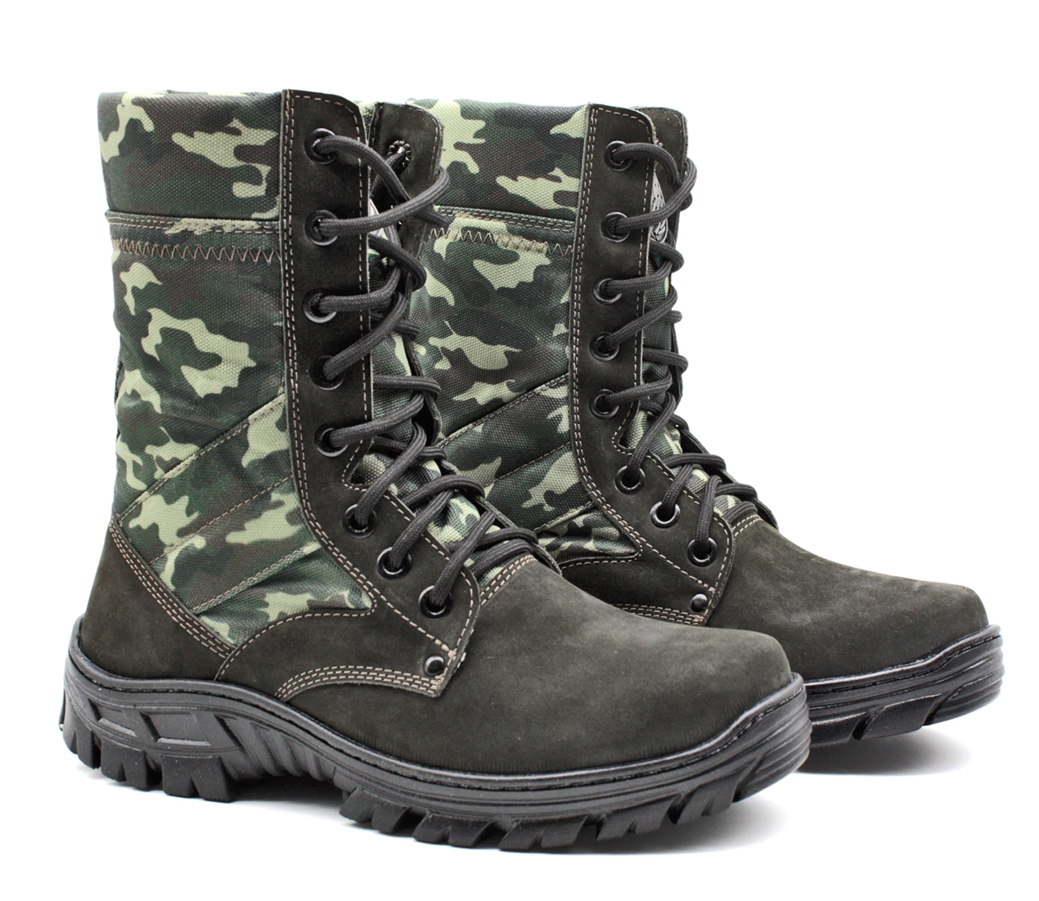 Tactical Boots Army Cammouflaged Genuine Leather and Canvas Multicam - Zalupe