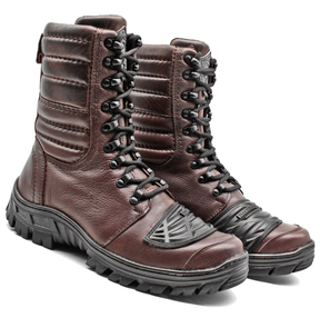 Tactical Boots Brown Leather Motorcycle Lace Up Army - Zalupe