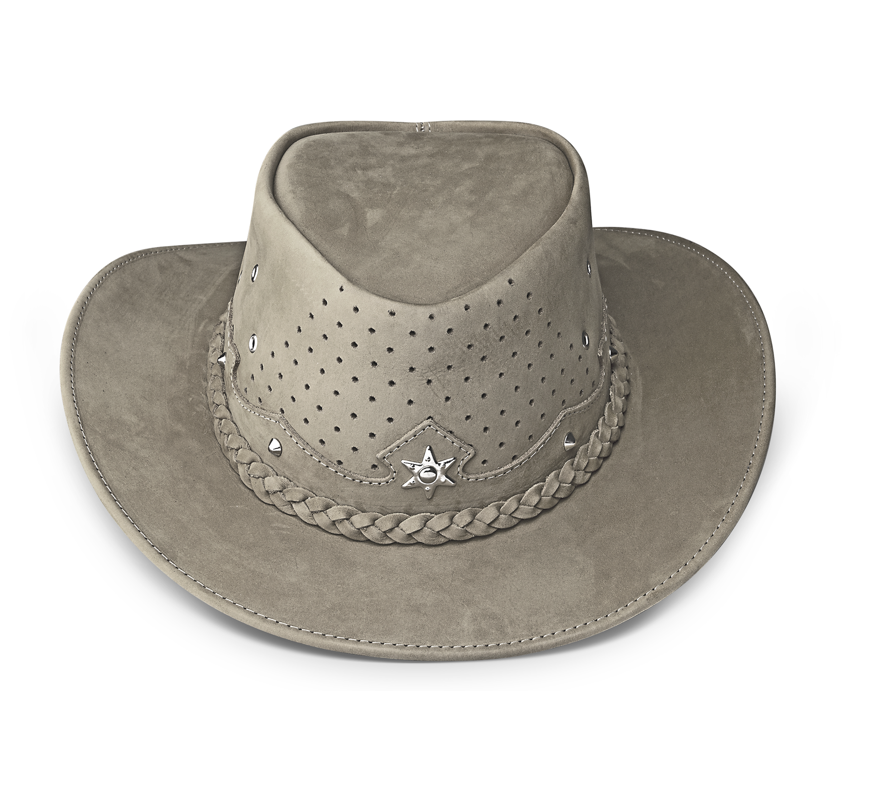 Cowboy Hat Western Gray Real Leather for Mens and Womens Australian Country Man Style - Zalupe