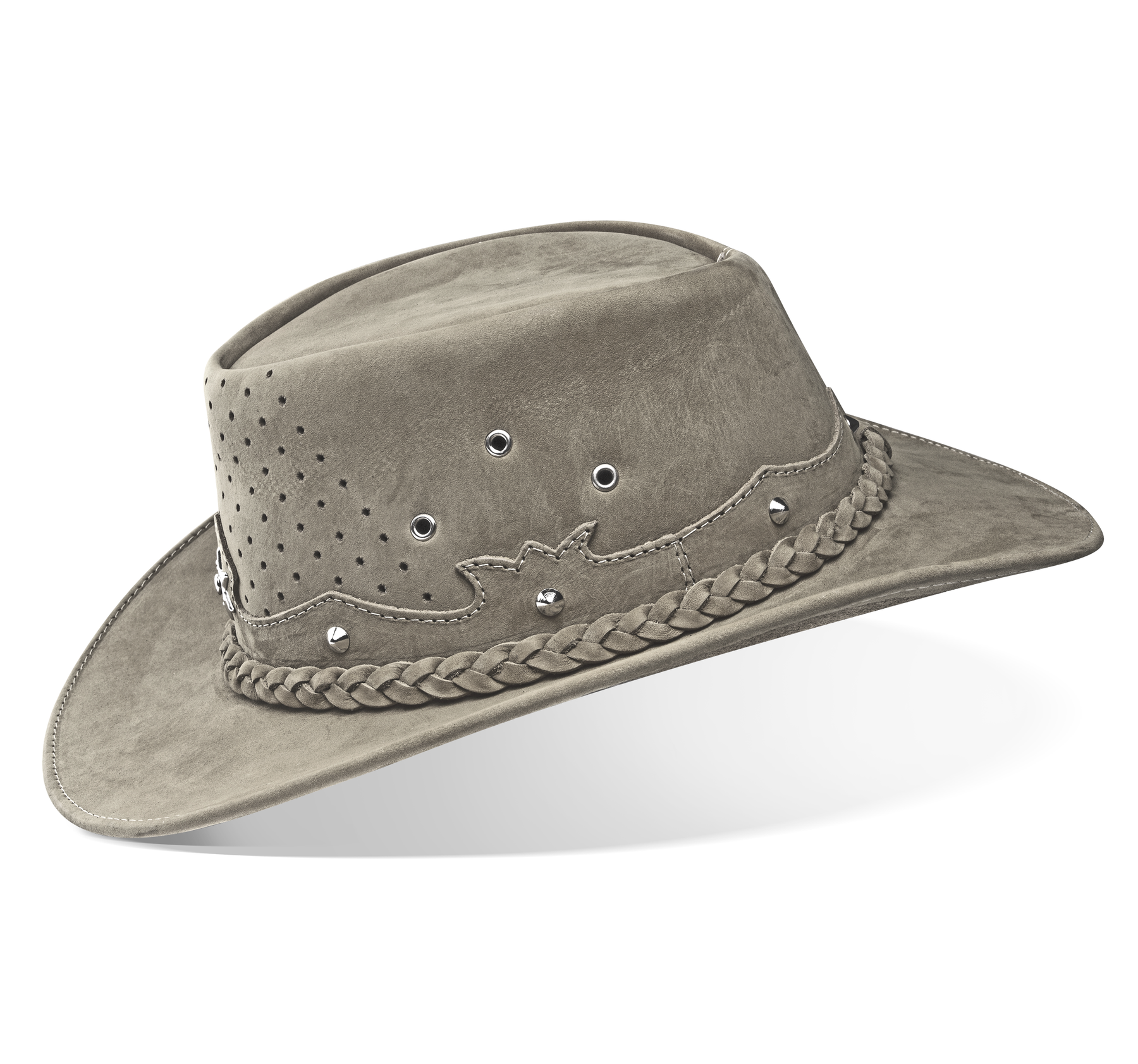 Cowboy Hat Western Gray Real Leather for Mens and Womens Australian Country Man Style - Zalupe