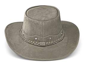 Cowboy Hat Western Gray Real Leather for Mens and Womens Australian Country Man Style - Zalupe