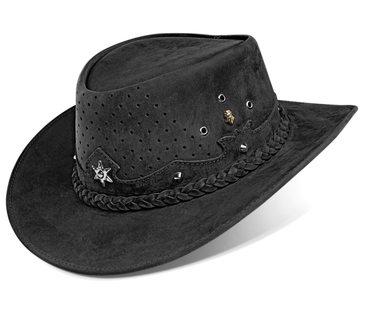 Cowboy Hat Western Black Real Leather for Mens and Womens Australian Country Man Style - Zalupe