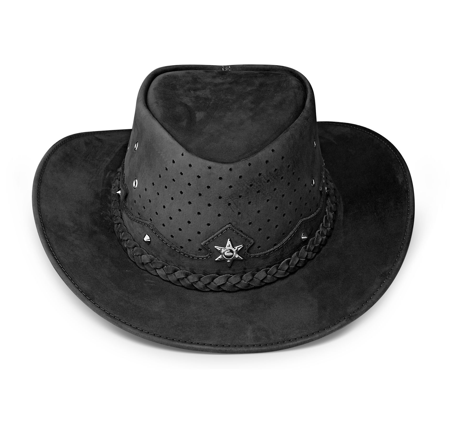 Cowboy Hat Western Black Real Leather for Mens and Womens Australian Country Man Style - Zalupe