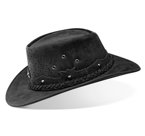 Cowboy Hat Western Black Real Leather for Mens and Womens Australian Country Man Style - Zalupe