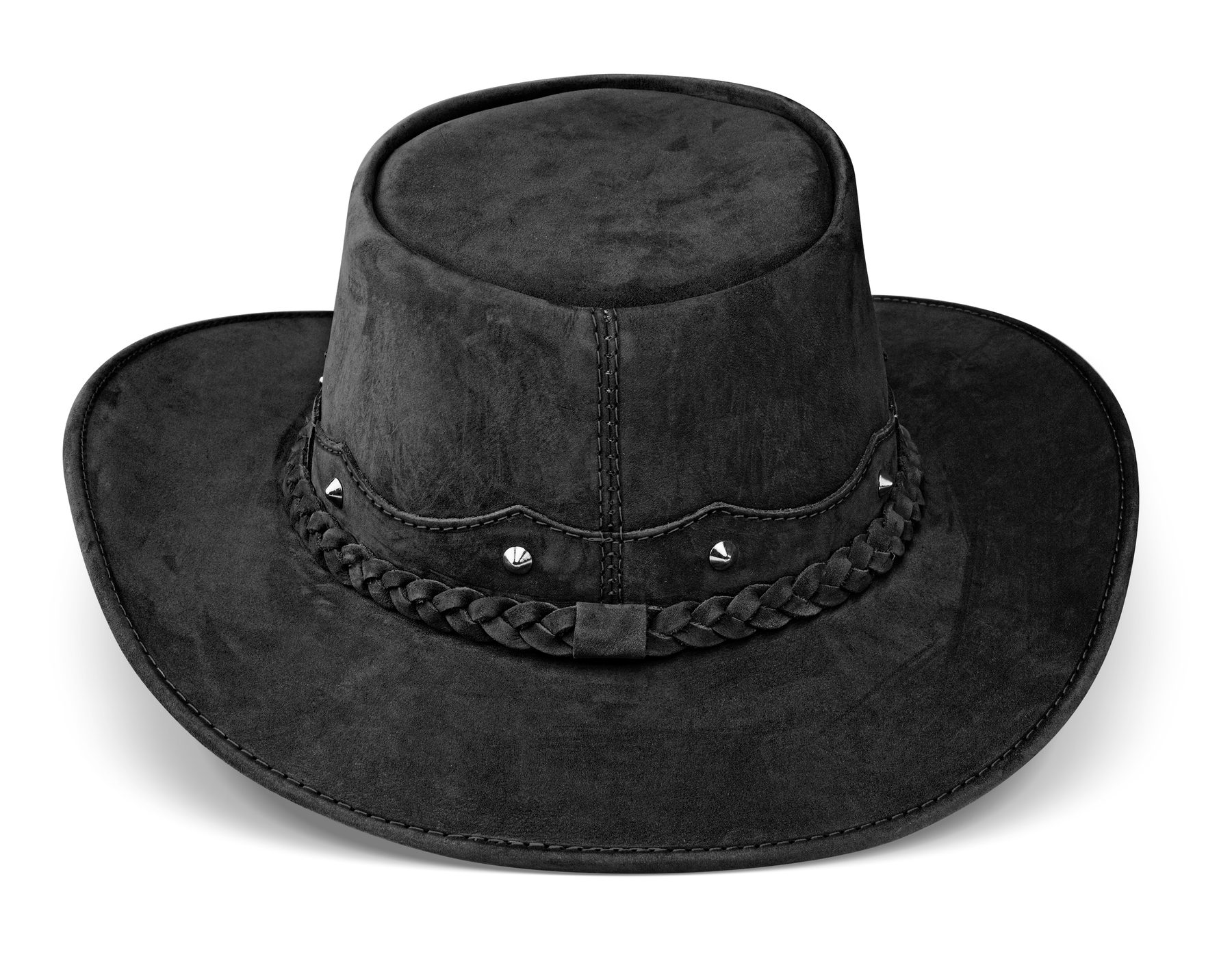 Cowboy Hat Western Black Real Leather for Mens and Womens Australian Country Man Style - Zalupe