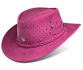 Cowboy Hat Western Pink Real Leather for Mens and Womens Australian Country Man Style - Zalupe