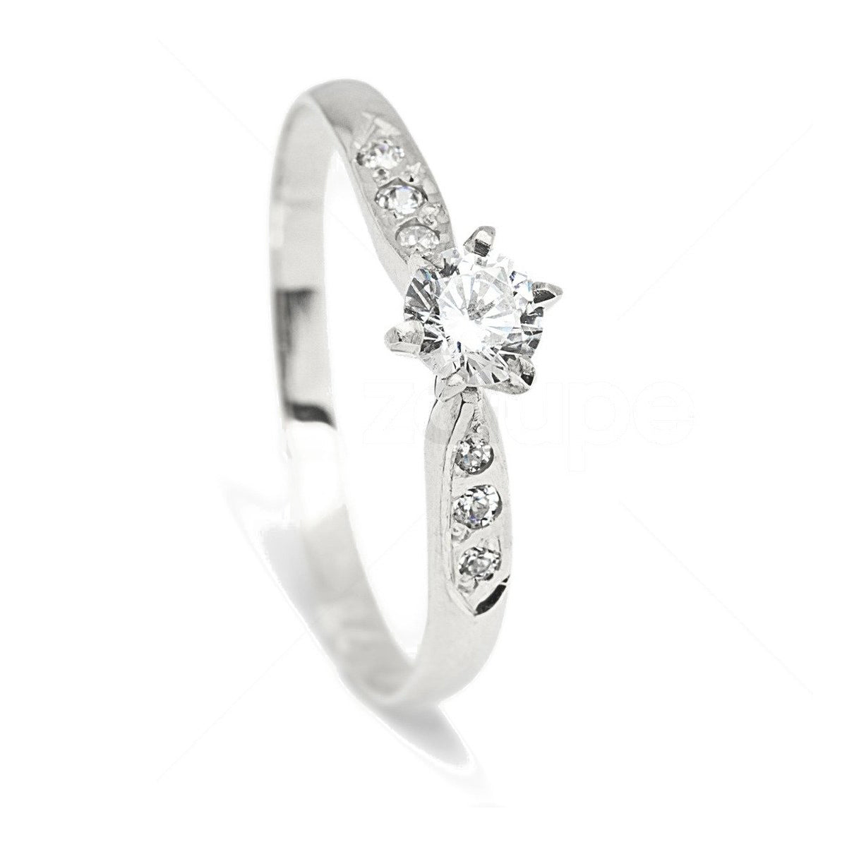 18k White Gold Ring for Womens with Diamonds Solitary Marriage Engagement - Zalupe