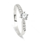 18k White Gold Ring for Womens with Diamonds Solitary Marriage Engagement - Zalupe