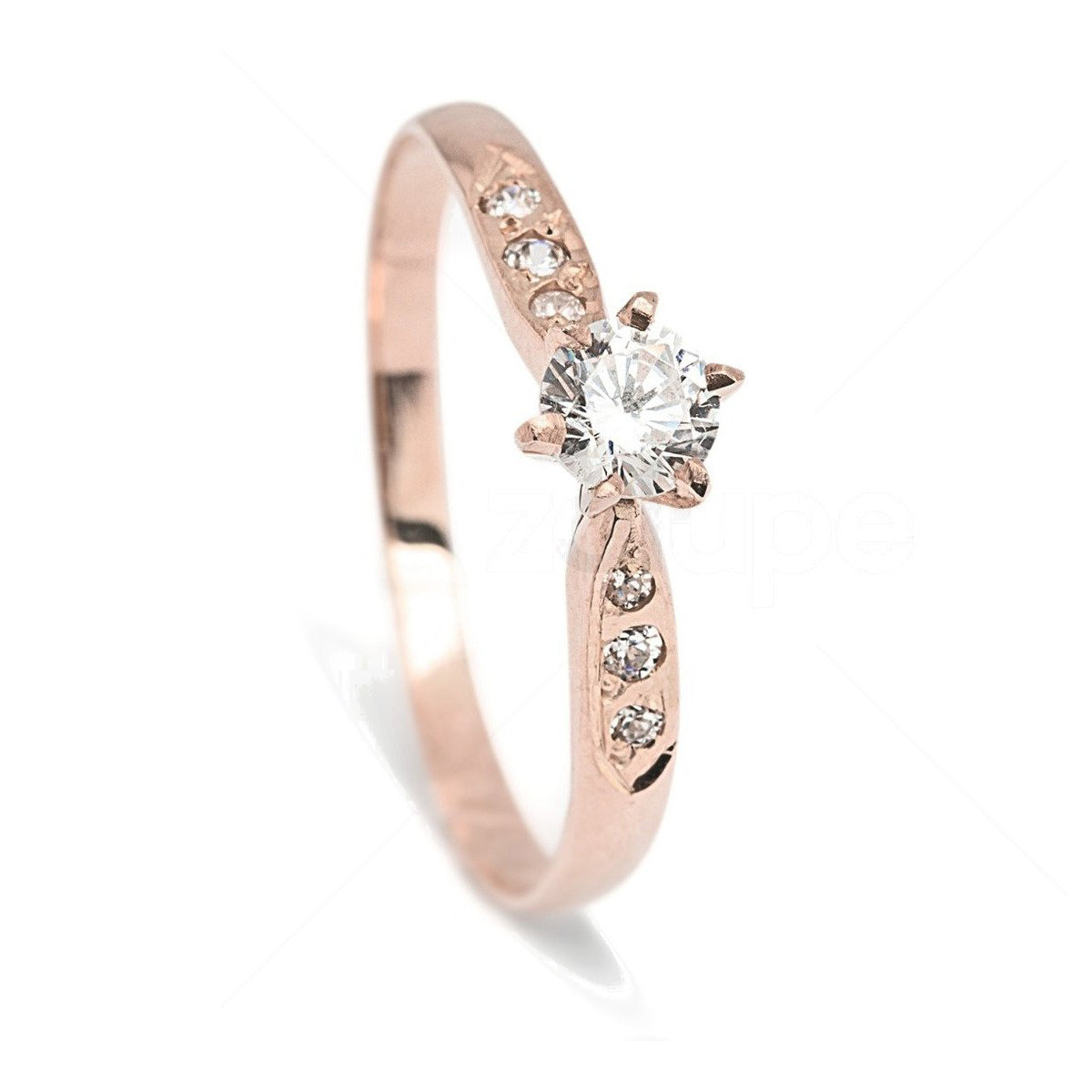 18k Rose Gold Ring for Womens with Diamonds Solitary Marriage Engagement - Zalupe