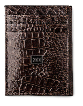 Wallet Small Slim Crocodile Zalupe Genuine Leather Card Holder Fashion - Zalupe