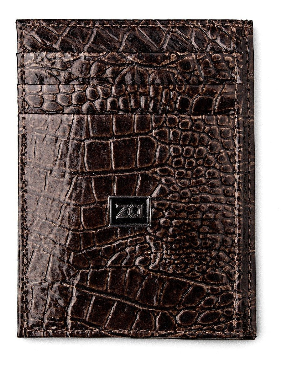 Wallet Small Slim Crocodile Zalupe Genuine Leather Card Holder Fashion - Zalupe