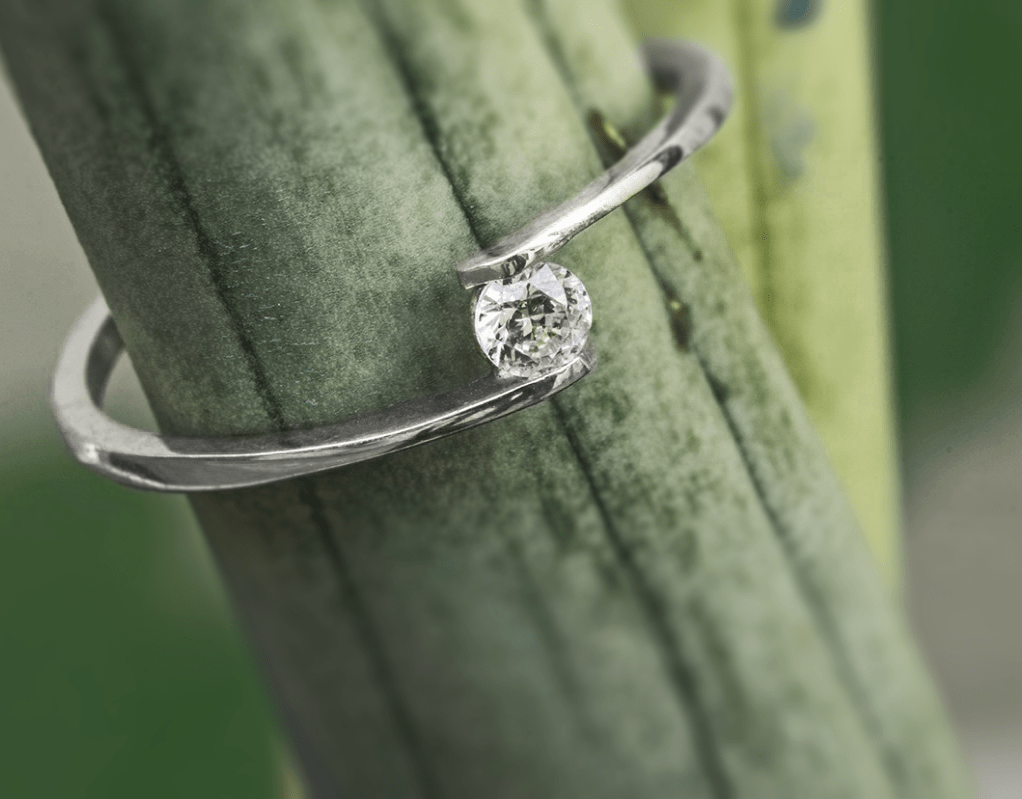 18k White Gold Ring With Diamond 2.50mm Wedding Luxury Marriage - Zalupe
