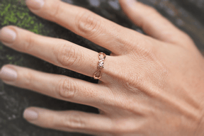 18k Ring Rose Gold for Womens with Diamond Jewelry Relationship and Wedding - Zalupe