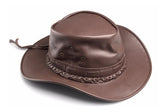 Cowboy Hat Western Coffee Real Leather for Mens and Womens Fisherman Style - Zalupe