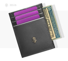 Wallet Small Slim Black Zalupe Genuine Leather Document Holder Fashion - Zalupe