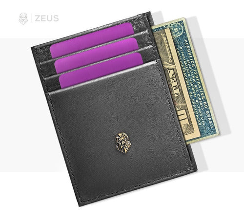 Wallet Small Slim Black Zalupe Genuine Leather Document Holder Fashion - Zalupe